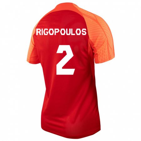 Kandiny Férfi Kanadai Theo Rigopoulos #2 Narancs Hazai Jersey 24-26 Mez Póló Ing