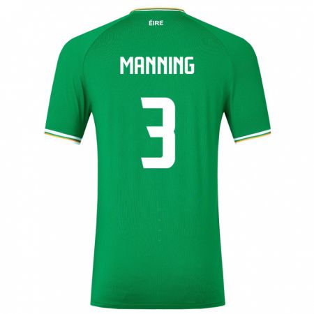 Kandiny Férfi Ír-Sziget Ryan Manning #3 Zöld Hazai Jersey 24-26 Mez Póló Ing