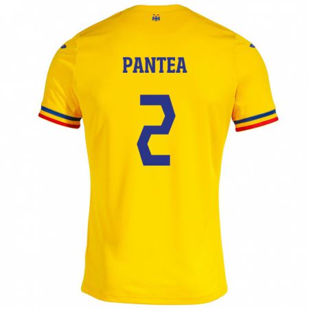 Kandiny Férfi Románia Alexandru Pantea #2 Sárga Hazai Jersey 24-26 Mez Póló Ing