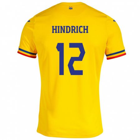 Kandiny Férfi Románia Otto Hindrich #12 Sárga Hazai Jersey 24-26 Mez Póló Ing