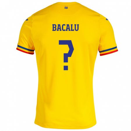 Kandiny Férfi Románia Bogdan Bacalu #0 Sárga Hazai Jersey 24-26 Mez Póló Ing
