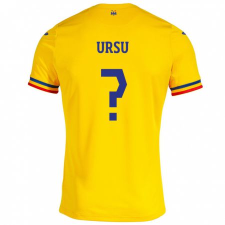 Kandiny Férfi Románia Eduard Ursu #0 Sárga Hazai Jersey 24-26 Mez Póló Ing