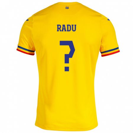 Kandiny Férfi Románia Albert Radu #0 Sárga Hazai Jersey 24-26 Mez Póló Ing