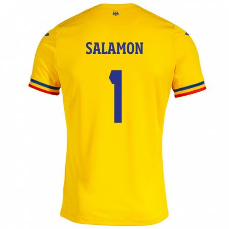 Kandiny Férfi Románia Szidonia Salamon #1 Sárga Hazai Jersey 24-26 Mez Póló Ing