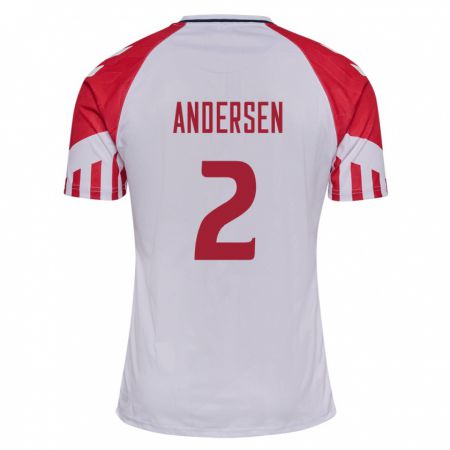 Kandiny Férfi Dán Joachim Andersen #2 Fehér Idegenbeli Jersey 24-26 Mez Póló Ing