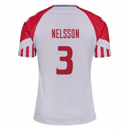Kandiny Férfi Dán Victor Nelsson #3 Fehér Idegenbeli Jersey 24-26 Mez Póló Ing