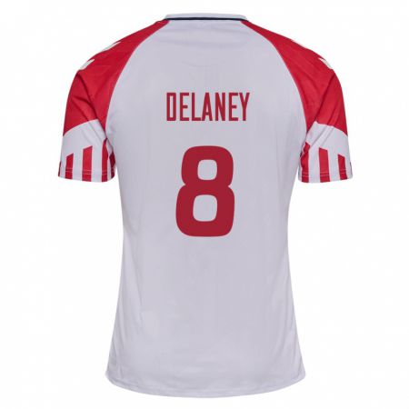 Kandiny Férfi Dán Thomas Delaney #8 Fehér Idegenbeli Jersey 24-26 Mez Póló Ing
