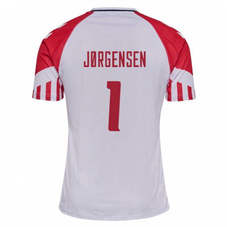 Kandiny Férfi Dán Filip Jørgensen #1 Fehér Idegenbeli Jersey 24-26 Mez Póló Ing