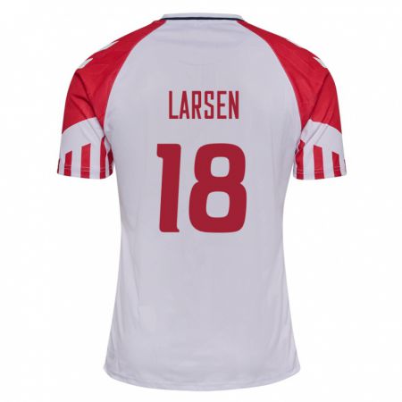 Kandiny Férfi Dán Lukas Larsen #18 Fehér Idegenbeli Jersey 24-26 Mez Póló Ing