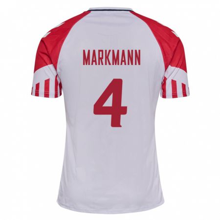 Kandiny Férfi Dán Noah Markmann #4 Fehér Idegenbeli Jersey 24-26 Mez Póló Ing