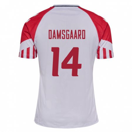 Kandiny Férfi Dán Mikkel Damsgaard #14 Fehér Idegenbeli Jersey 24-26 Mez Póló Ing