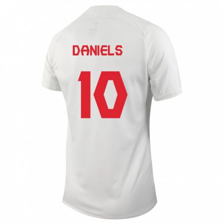 Kandiny Férfi Kanadai Aidan Daniels #10 Fehér Idegenbeli Jersey 24-26 Mez Póló Ing