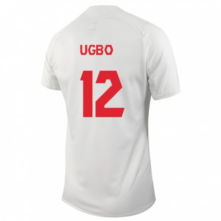 Kandiny Férfi Kanadai Iké Ugbo #12 Fehér Idegenbeli Jersey 24-26 Mez Póló Ing