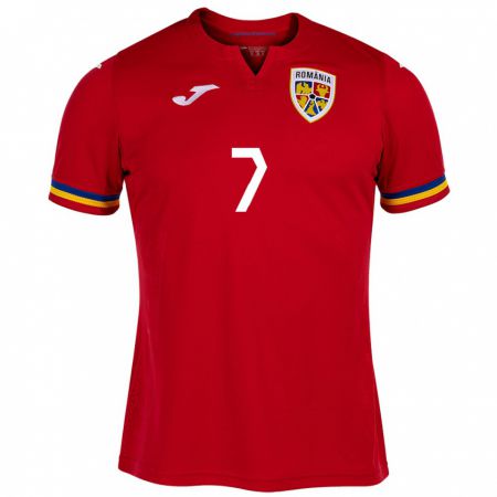Kandiny Férfi Románia Denis Alibec #7 Piros Idegenbeli Jersey 24-26 Mez Póló Ing