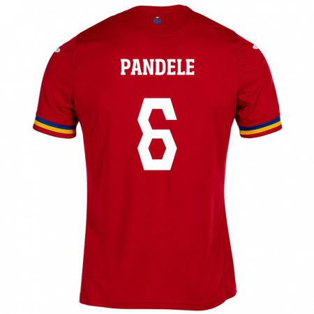 Kandiny Férfi Románia Andrei Pandele #6 Piros Idegenbeli Jersey 24-26 Mez Póló Ing