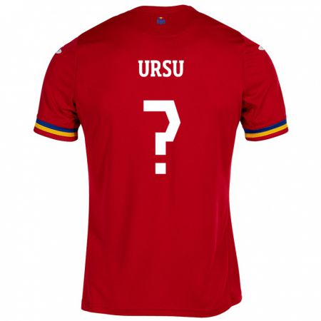 Kandiny Férfi Románia Eduard Ursu #0 Piros Idegenbeli Jersey 24-26 Mez Póló Ing
