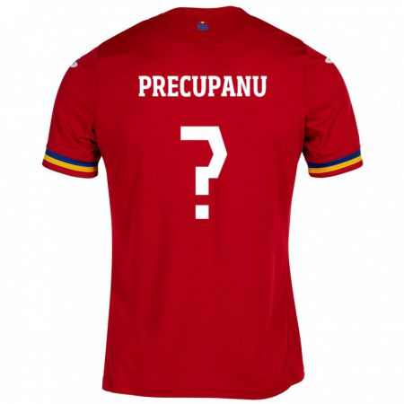 Kandiny Férfi Románia Stefano Precupanu #0 Piros Idegenbeli Jersey 24-26 Mez Póló Ing