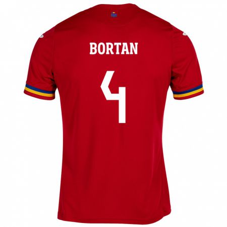 Kandiny Férfi Románia Ioana Bortan #4 Piros Idegenbeli Jersey 24-26 Mez Póló Ing