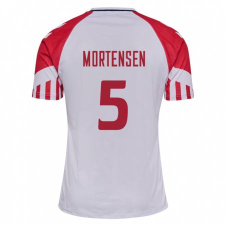 Kandiny Női Dán Gustav Mortensen #5 Fehér Idegenbeli Jersey 24-26 Mez Póló Ing