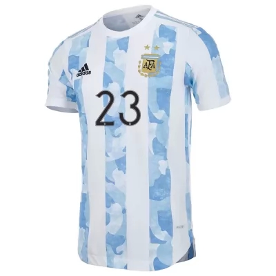 Férfi Argentin Labdarúgó-válogatott Emiliano Martinez #23 Hazai Kék Fehér 2021 Mez Póló Ing