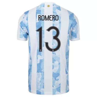 Gyermek Argentin labdarúgó-válogatott Cristian Romero #13 Hazai Kék fehér 2021 Mez Póló Ing