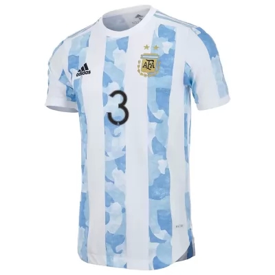 Női Argentin labdarúgó-válogatott Nicolas Tagliafico #3 Hazai Kék fehér 2021 Mez Póló Ing