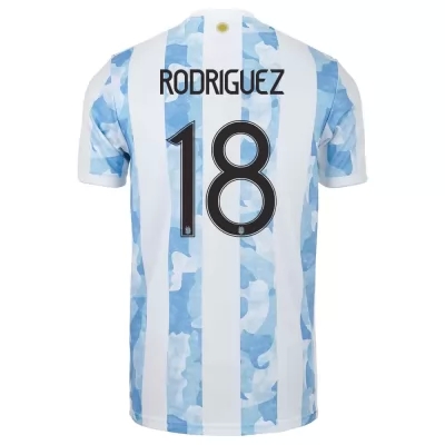 Női Argentin labdarúgó-válogatott Guido Rodriguez #18 Hazai Kék fehér 2021 Mez Póló Ing