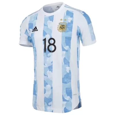 Női Argentin Labdarúgó-válogatott Guido Rodriguez #18 Hazai Kék Fehér 2021 Mez Póló Ing