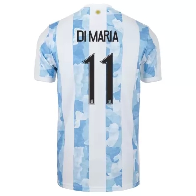 Férfi Argentin labdarúgó-válogatott Angel Di Maria #11 Hazai Kék fehér 2021 Mez Póló Ing