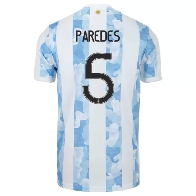 Gyermek Argentin labdarúgó-válogatott Leandro Paredes #5 Hazai Kék fehér 2021 Mez Póló Ing