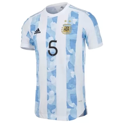 Női Argentin labdarúgó-válogatott Leandro Paredes #5 Hazai Kék fehér 2021 Mez Póló Ing