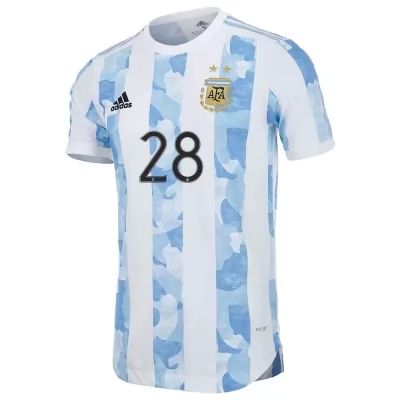 Gyermek Argentin labdarúgó-válogatott Juan Musso #28 Hazai Kék fehér 2021 Mez Póló Ing