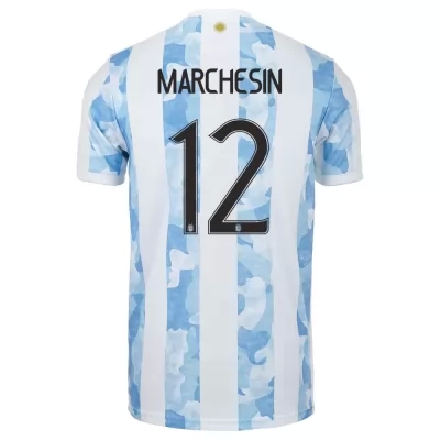 Gyermek Argentin labdarúgó-válogatott Agustin Marchesin #12 Hazai Kék fehér 2021 Mez Póló Ing