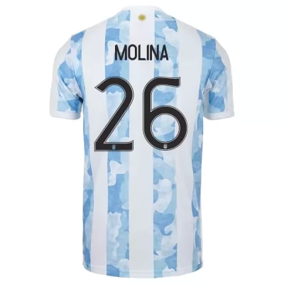 Női Argentin labdarúgó-válogatott Nahuel Molina #26 Hazai Kék fehér 2021 Mez Póló Ing