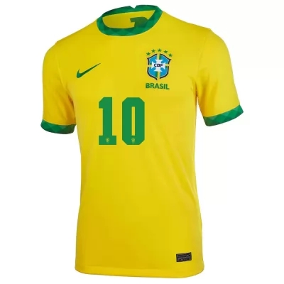 Gyermek Brazil labdarúgó-válogatott Neymar #10 Hazai Sárga 2021 Mez Póló Ing