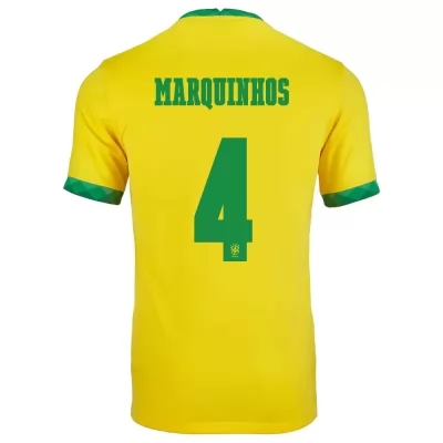 Gyermek Brazil labdarúgó-válogatott Marquinhos #4 Hazai Sárga 2021 Mez Póló Ing