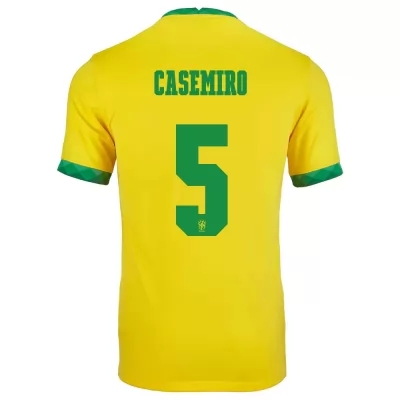 Gyermek Brazil labdarúgó-válogatott Casemiro #5 Hazai Sárga 2021 Mez Póló Ing