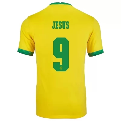 Férfi Brazil labdarúgó-válogatott Gabriel Jesus #9 Hazai Sárga 2021 Mez Póló Ing