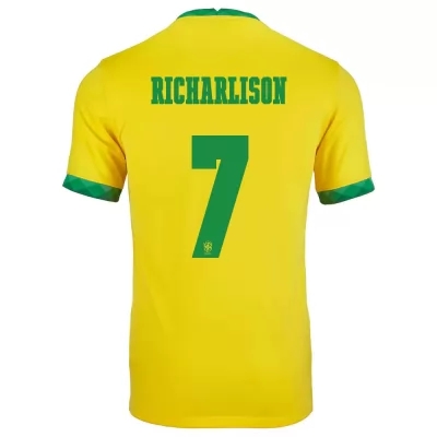 Gyermek Brazil labdarúgó-válogatott Richarlison #7 Hazai Sárga 2021 Mez Póló Ing