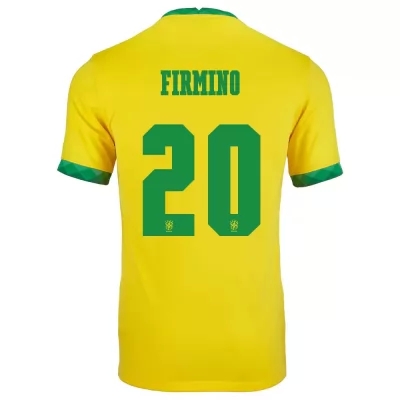 Gyermek Brazil labdarúgó-válogatott Roberto Firmino #20 Hazai Sárga 2021 Mez Póló Ing