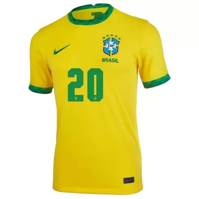 Gyermek Brazil Labdarúgó-válogatott Roberto Firmino #20 Hazai Sárga 2021 Mez Póló Ing