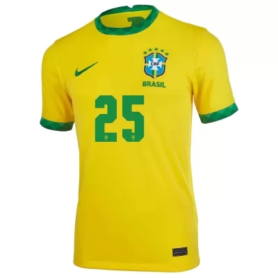 Női Brazil labdarúgó-válogatott Douglas Luiz #25 Hazai Sárga 2021 Mez Póló Ing