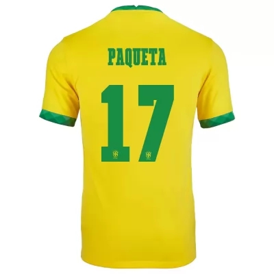 Gyermek Brazil labdarúgó-válogatott Lucas Paqueta #17 Hazai Sárga 2021 Mez Póló Ing