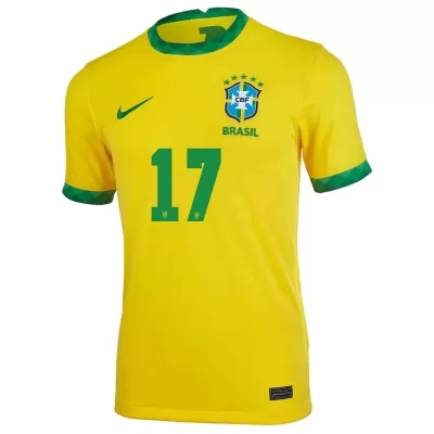 Gyermek Brazil labdarúgó-válogatott Lucas Paqueta #17 Hazai Sárga 2021 Mez Póló Ing