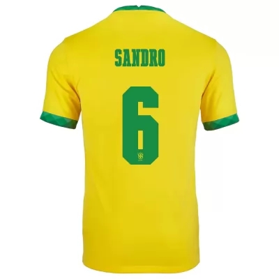 Gyermek Brazil labdarúgó-válogatott Alex Sandro #6 Hazai Sárga 2021 Mez Póló Ing