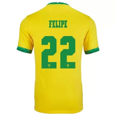 Gyermek Brazil labdarúgó-válogatott Felipe #22 Hazai Sárga 2021 Mez Póló Ing
