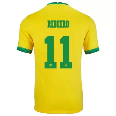 Férfi Brazil labdarúgó-válogatott Everton Ribeiro #11 Hazai Sárga 2021 Mez Póló Ing