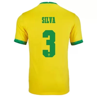 Gyermek Brazil labdarúgó-válogatott Thiago Silva #3 Hazai Sárga 2021 Mez Póló Ing