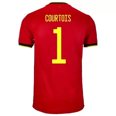 Férfi Belga labdarúgó-válogatott Thibaut Courtois #1 Hazai Piros 2021 Mez Póló Ing
