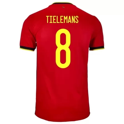 Férfi Belga labdarúgó-válogatott Youri Tielemans #8 Hazai Piros 2021 Mez Póló Ing